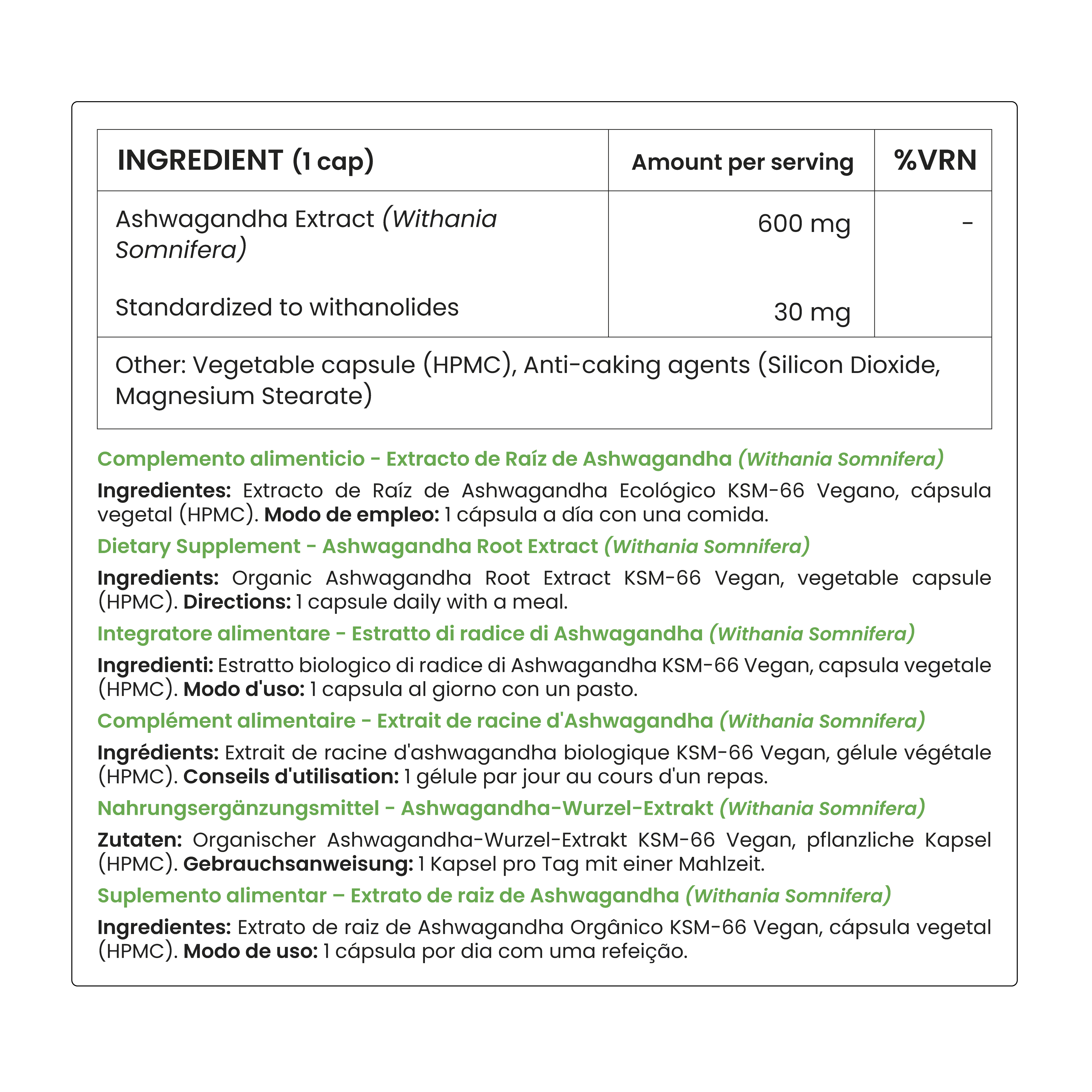 Ashwagandha KSM66 600mg - 60 Capsules - By Dr. Antelm Pujol